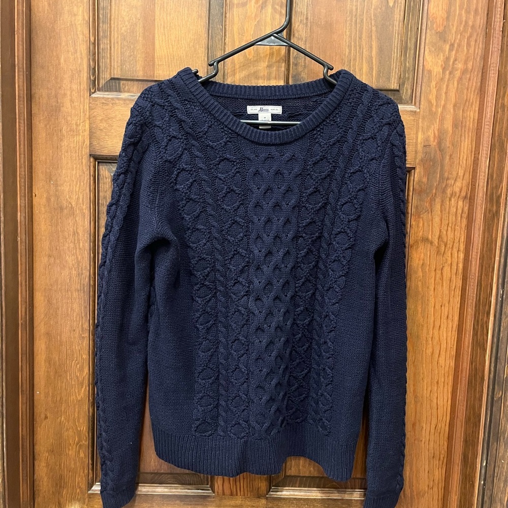 Beautiful Bass Navy Cable Knit Sweater -Sz M